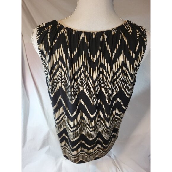 Naif Size M Black &‎ Beige Sleeveless Geometric Top - Picture 4 of 5
